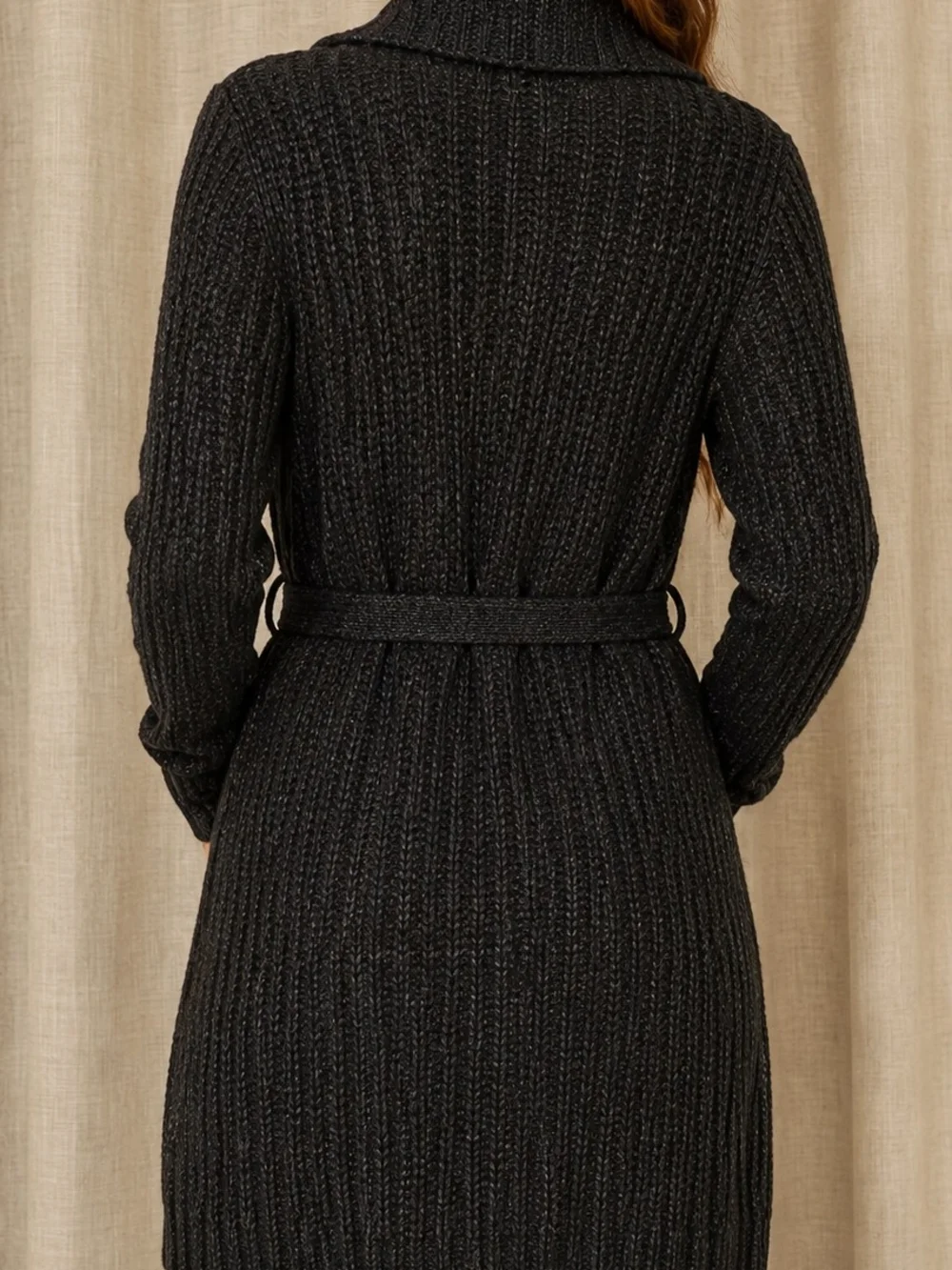 J. Crew Charcoal Ribbed Button-Front Belted Cardigan NWT